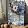 White And Blue Flowers Crown Of Thorns Just Breathe Canvas Wall Art