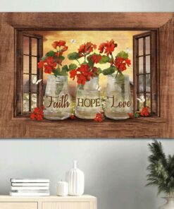 White Butterfly Wooden Windows Faith Hope Love Canvas Wall Art