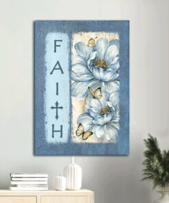 White Flower Pretty Butterfly Pastel Background Faith Canvas Wall Art