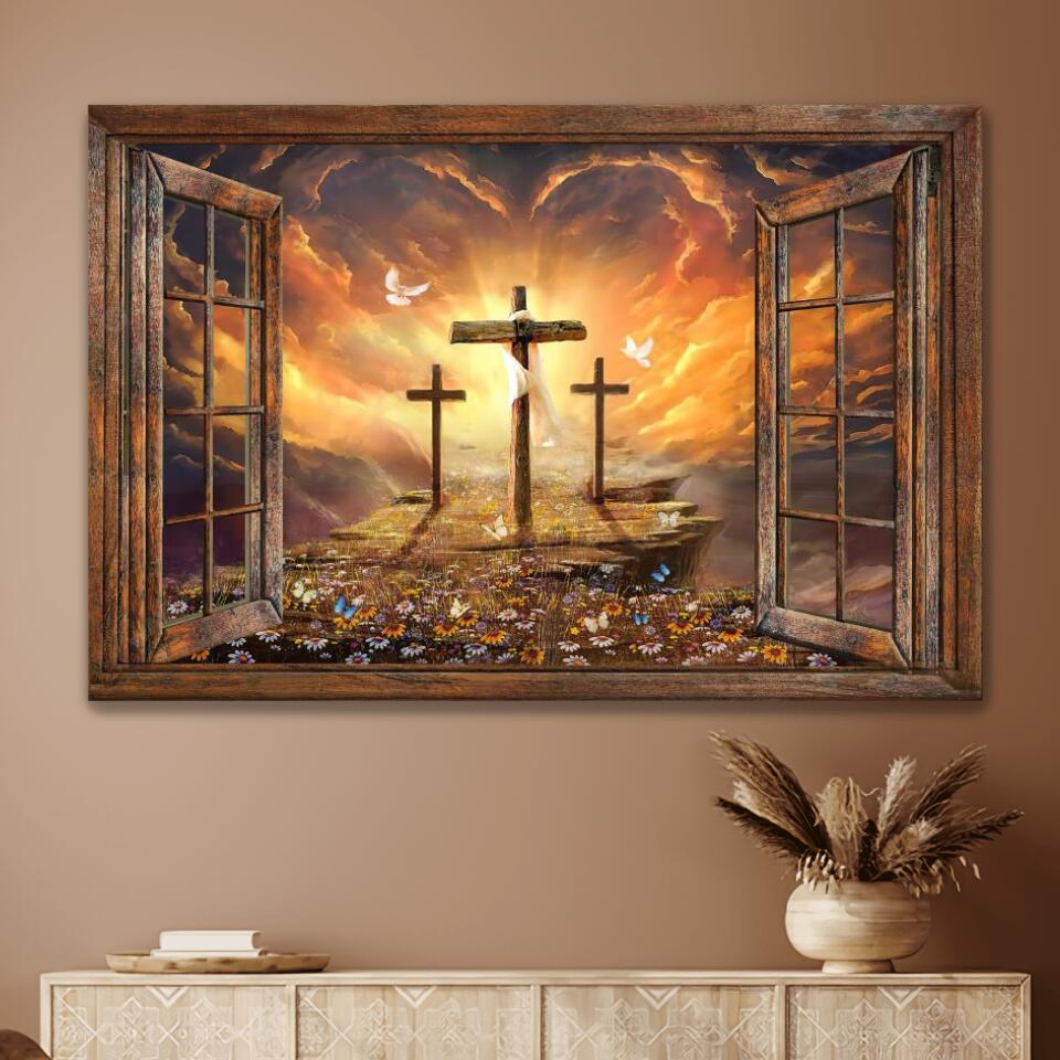 Christian Home Decor, Window Frame Sunset Painting Path To Heaven Cross Jesus Canvas Wall Art ,Christian Canvas Christian Home Decor, Window Frame Sunset Painting Path To Heaven Cross Jesus Canvas Wall Art ,Christian Canvas