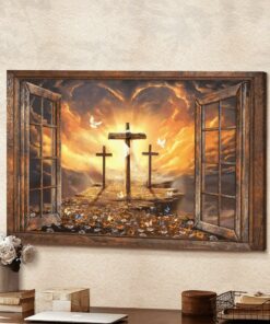 Window Sunset Path To Heaven Jesus Landscape Canvas Wall Art