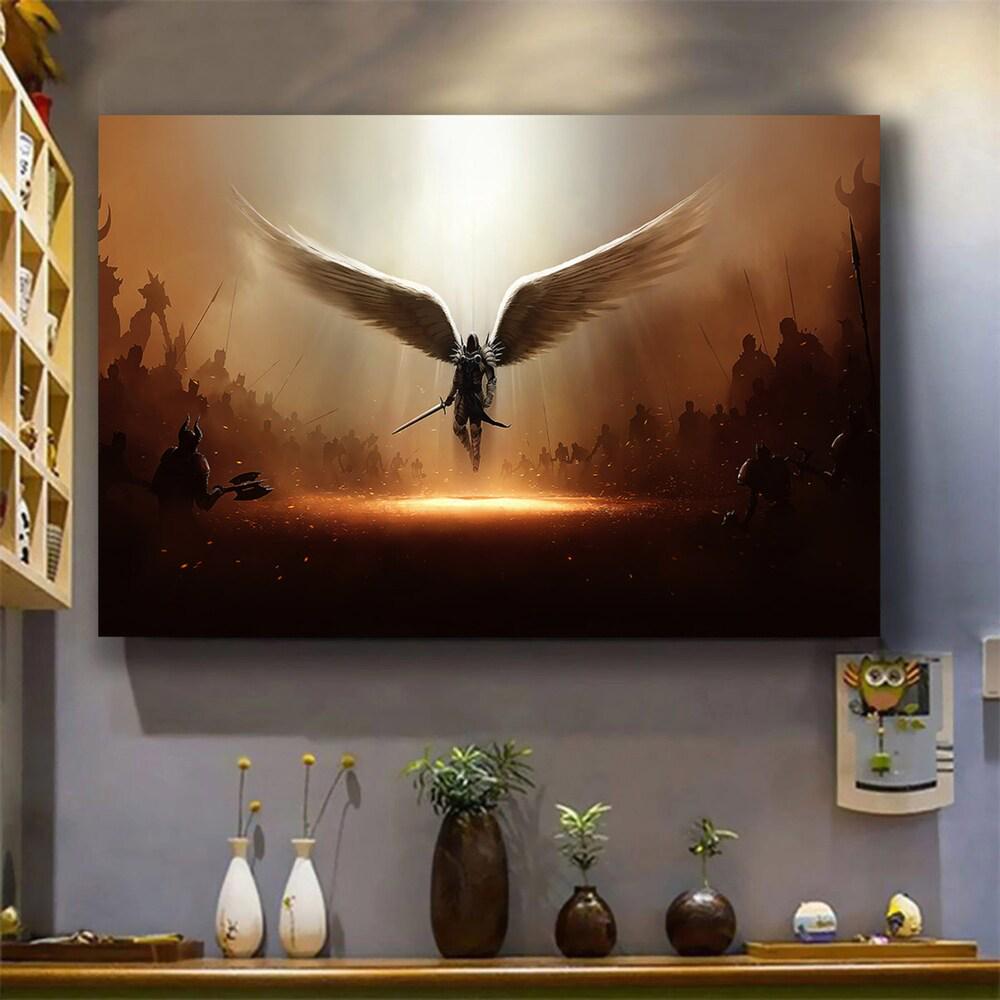 Christian Home Decor, Wings Of God Warrior Canvas Wall Art ,Christian Canvas Christian Home Decor, Wings Of God Warrior Canvas Wall Art ,Christian Canvas