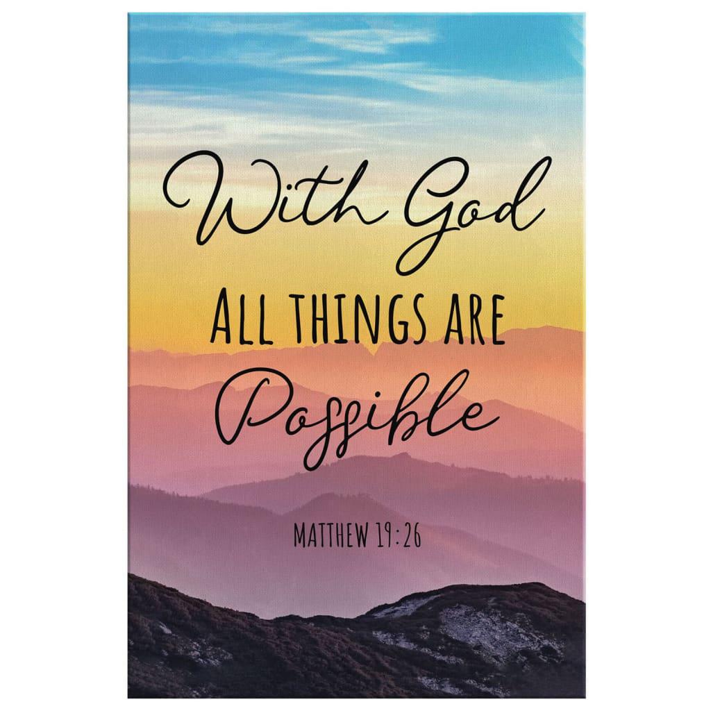 Christian Home Decor, With God All Things Are Possible Matthew 1926 Canvas Wall Art Prints ,Christian Canvas Christian Home Decor, With God All Things Are Possible Matthew 1926 Canvas Wall Art Prints ,Christian Canvas