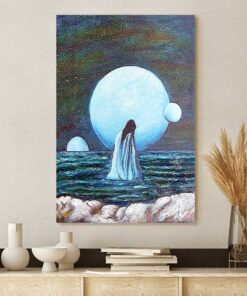 Woman And Planets Painting Canvas Wall Art