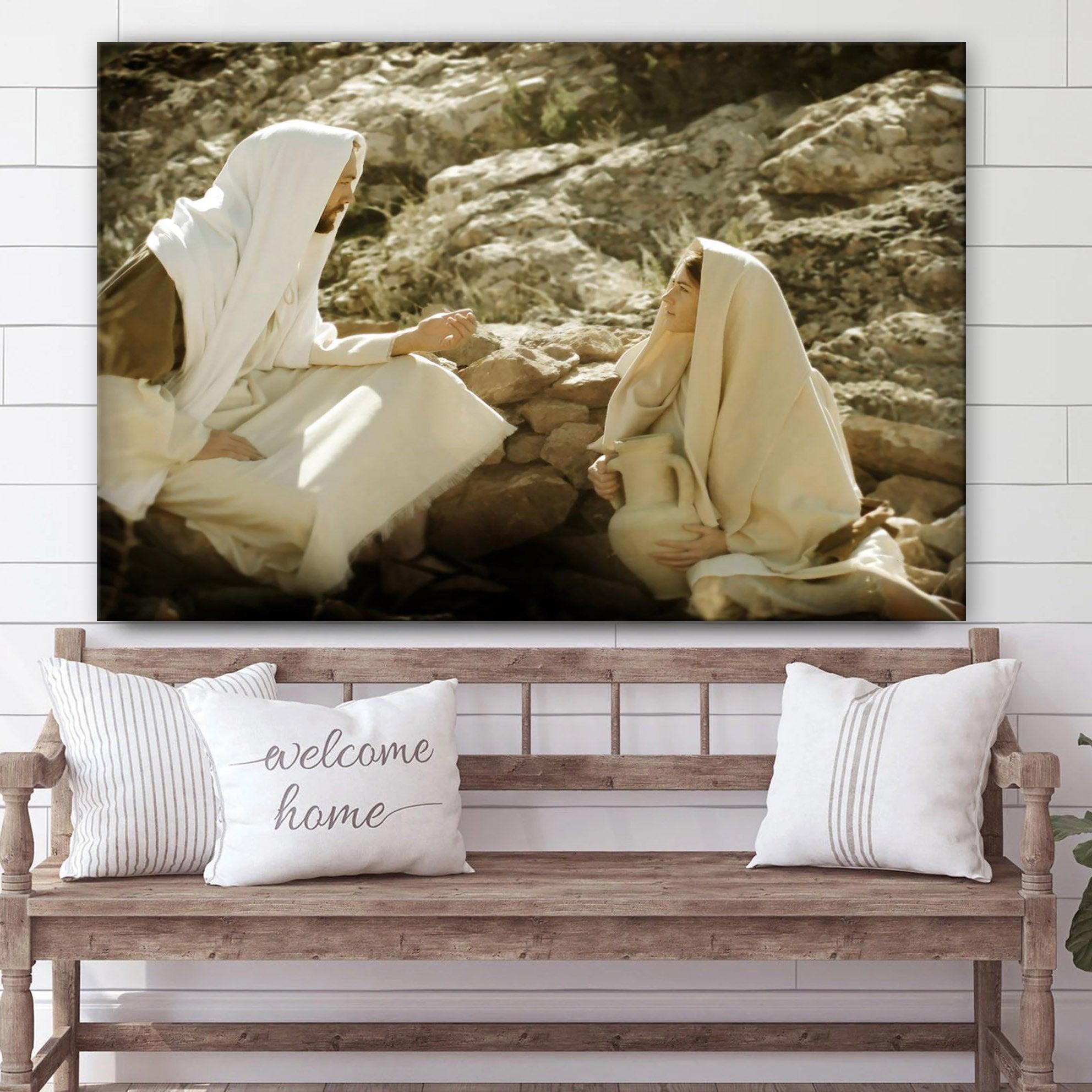 Christian Home Decor, Woman At The Well Canvas Wall Art Gift For Mom ,Christian Canvas Christian Home Decor, Woman At The Well Canvas Wall Art Gift For Mom ,Christian Canvas