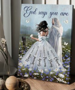 Woman Jesus Christ Painting God Says You Are Canvas Wall Art