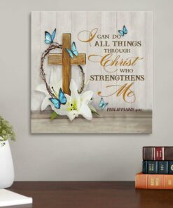 Wooden Cross With Lily Philippians 413 Nkjv Canvas Wall Art