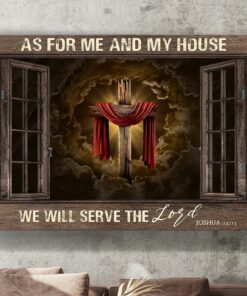 Wooden Window As For Me And My House We Will Serve The Lord Canvas Wall Art