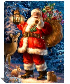 Woodland Santa Canvas Wall Art