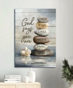 Zen Stone Painting Inspirational Art God Says You Are Canvas Wall Art
