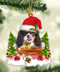Cavalier King Charles Spaniel In The Chimney Christmas Ornament Hanging Decor