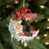 Chocolate Labrador Retriever On The Moon Merry Christmass Ornaments Hanging Decor