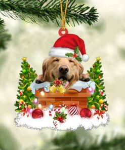 Golden Retriever In The Chimney Christmas Ornament Hanging Decor