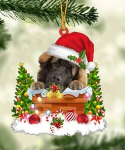 Leonberger In The Chimney Christmas Ornament Hanging Decor