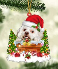 Lhasa Apso In The Chimney Christmas Ornament Hanging Decor