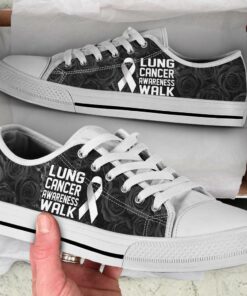 Lung Cancer Shoes Awareness Walk Low Top Shoes