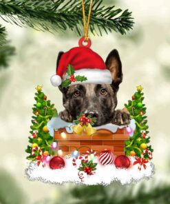 Malinois In The Chimney Christmas Ornament Hanging Decor