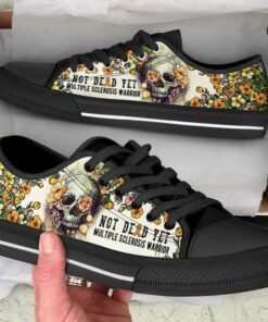 Multiple Sclerosis Shoes Rose Flowers Skull Low Top Shoes Canvas Shoes