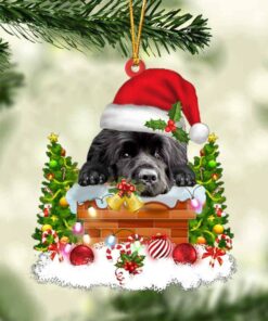 Newfoundland In The Chimney Christmas Ornament Hanging Decor