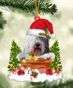 Old English Sheepdog In The Chimney Christmas Ornament Hanging Decor