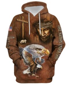 One Nation Under God Patriotic Eagle American Flag Hoodie - 3D Printed Hoodie - Christmas Gift