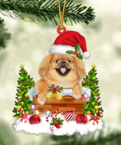 Pekingese In The Chimney Christmas Ornament Hanging Decor