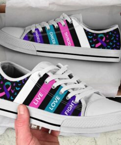 Thyroid Cancer Shoes Plaid Low Top Shoes